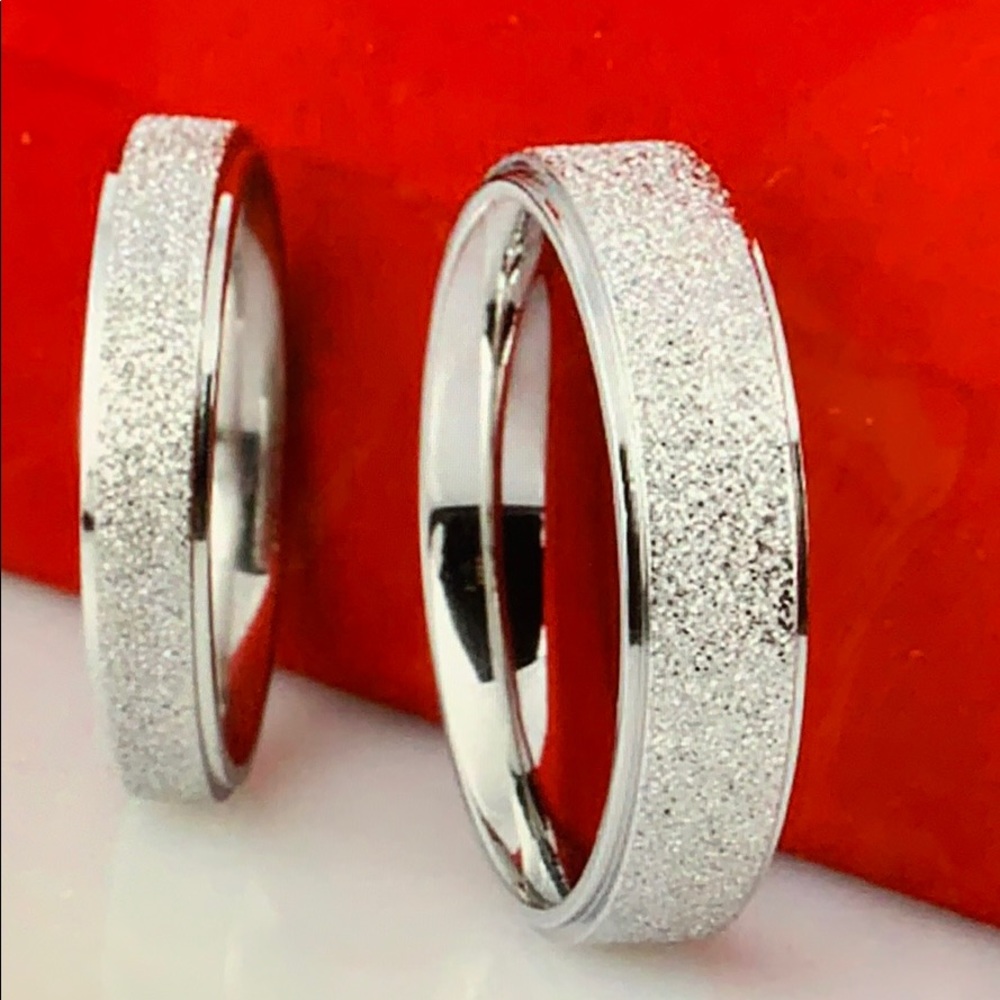 Women Stainless Steel Silver Band Frosted